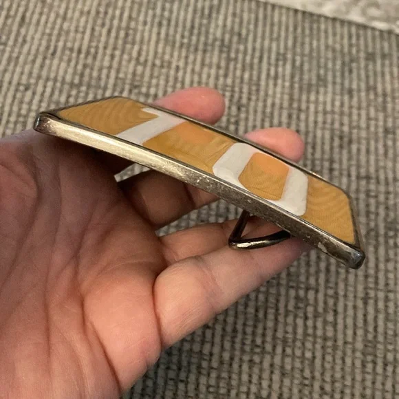 License plate belt buckle Yellow White Number 10 handmade rage buckles